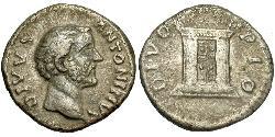 1 Денарій Римська імперія (27BC-395) Срібло Антоній Пій  (86-161)