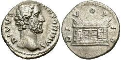 1 Денарій Римська імперія (27BC-395) Срібло Антоній Пій  (86-161)