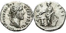 1 Денарій Римська імперія (27BC-395) Срібло Антоній Пій  (86-161)