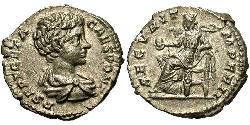 1 Денарій Римська імперія (27BC-395) Срібло Гета  (189-211)