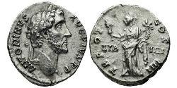 1 Денарій Римська імперія (27BC-395) Срібло Антоній Пій  (86-161)