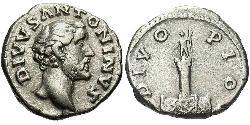 1 Денарій Римська імперія (27BC-395) Срібло Антоній Пій  (86-161)