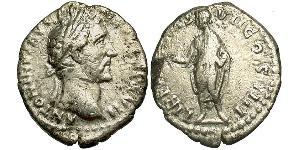 1 Денарій Римська імперія (27BC-395) Срібло Антоній Пій  (86-161)