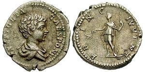 1 Денарій Римська імперія (27BC-395) Срібло Гета  (189-211)