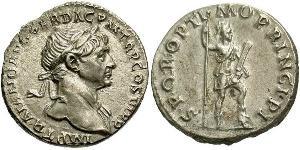 1 Денарій Римська імперія (27BC-395) Срібло Траян (53-117)