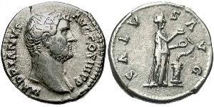 1 Денарій Римська імперія (27BC-395) Срібло Адріан (76 - 138) 