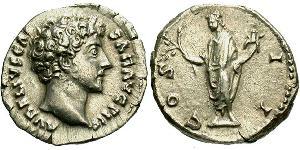 1 Денарій Римська імперія (27BC-395) Срібло Марк Аврелій (121-180)