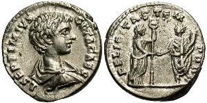 1 Денарій Римська імперія (27BC-395) Срібло Гета  (189-211)
