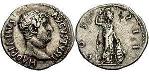 1 Денарій Римська імперія (27BC-395) Срібло Адріан (76 - 138) 