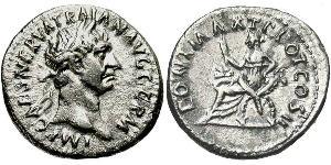 1 Денарій Римська імперія (27BC-395) Срібло Траян (53-117)