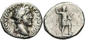 1 Денарій Римська імперія (27BC-395) Срібло Антоній Пій  (86-161)