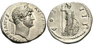 1 Денарій Римська імперія (27BC-395) Срібло Адріан (76 - 138) 