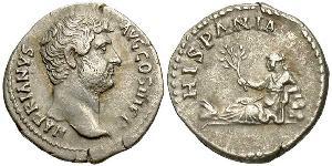 1 Денарій Римська імперія (27BC-395) Срібло Адріан (76 - 138) 