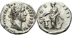 1 Денарій Римська імперія (27BC-395) Срібло Антоній Пій  (86-161)