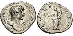 1 Денарій Римська імперія (27BC-395) Срібло Адріан (76 - 138) 