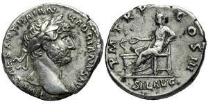 1 Денарій Римська імперія (27BC-395) Срібло Адріан (76 - 138) 