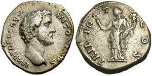 1 Денарій Римська імперія (27BC-395) Срібло Антоній Пій  (86-161)