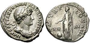 1 Денарій Римська імперія (27BC-395) Срібло Адріан (76 - 138) 