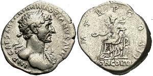 1 Денарій Римська імперія (27BC-395) Срібло Адріан (76 - 138) 