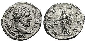 1 Денарій Римська імперія (27BC-395) Срібло Каракалла (188-217)