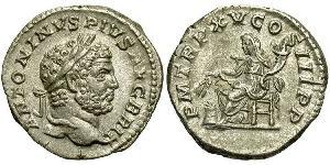 1 Денарій Римська імперія (27BC-395) Срібло Каракалла (188-217)