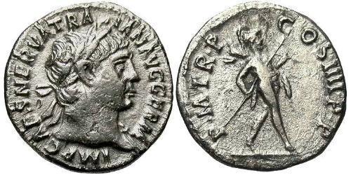 1 Денарій Римська імперія (27BC-395) Срібло Траян (53-117)