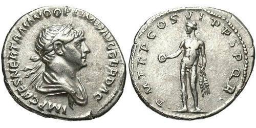1 Денарій Римська імперія (27BC-395) Срібло Траян (53-117)