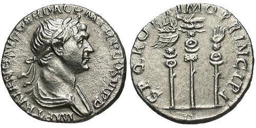 1 Денарій Римська імперія (27BC-395) Срібло Траян (53-117)