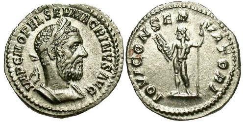 1 Денарій Римська імперія (27BC-395) Срібло Макрін (165-218)