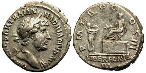 1 Денарій Римська імперія (27BC-395) Срібло Адріан (76 - 138) 