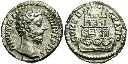 1 Денарій Римська імперія (27BC-395) Срібло Марк Аврелій (121-180)