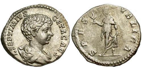 1 Денарій Римська імперія (27BC-395) Срібло Гета  (189-211)