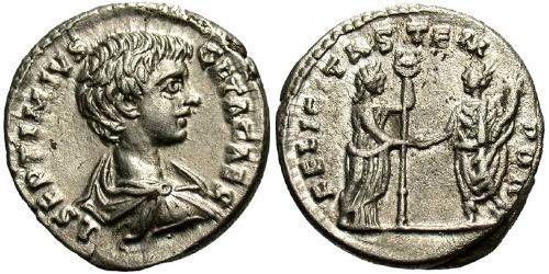 1 Денарій Римська імперія (27BC-395) Срібло Гета  (189-211)
