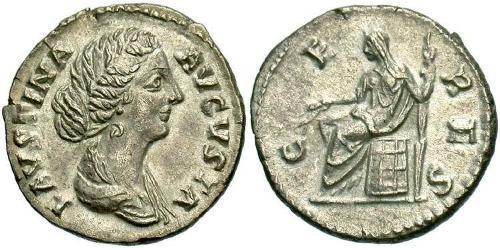 1 Денарій Римська імперія (27BC-395) Срібло Фаустина II (130-175)
