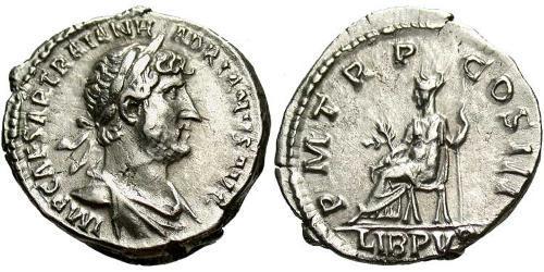 1 Денарій Римська імперія (27BC-395) Срібло Адріан (76 - 138) 