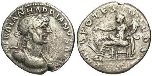 1 Денарій Римська імперія (27BC-395) Срібло Адріан (76 - 138) 