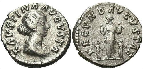 1 Денарій Римська імперія (27BC-395) Срібло Фаустина II (130-175)