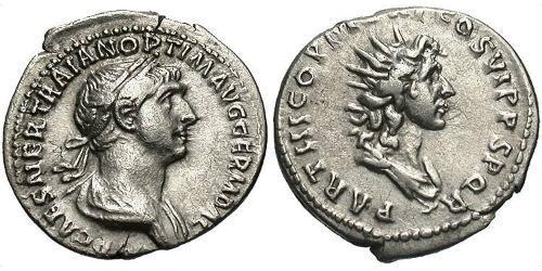 1 Денарій Римська імперія (27BC-395) Срібло Траян (53-117)