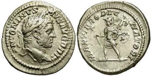 1 Денарій Римська імперія (27BC-395) Срібло Каракалла (188-217)