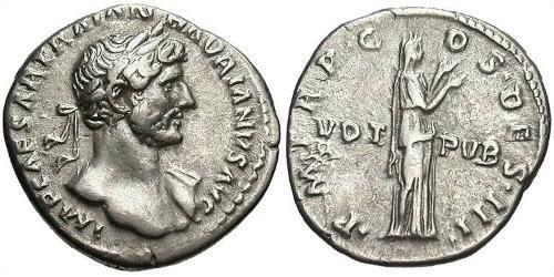 1 Денарій Римська імперія (27BC-395) Срібло Адріан (76 - 138) 