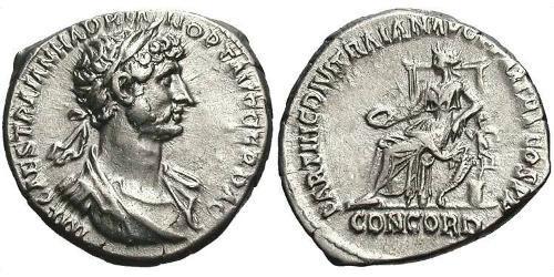 1 Денарій Римська імперія (27BC-395) Срібло Адріан (76 - 138) 