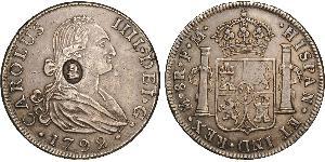 1 Долар / 8 Реал Сполучене королівство Великобританії та Ірландії (1801-1922) / Нова Іспанія (1519 - 1821) Срібло Карл IV король Іспанії  (1748-1819) / Георг III (1738-1820)