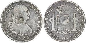 1 Долар / 8 Реал Сполучене королівство Великобританії та Ірландії (1801-1922) / Нова Іспанія (1519 - 1821) Срібло Карл IV король Іспанії  (1748-1819) / Георг III (1738-1820)
