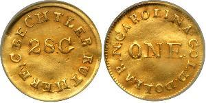 1 Доллар США (1776 - ) Золото Christopher Bechtler (1782-1843)