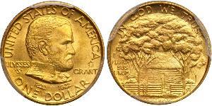 1 Доллар США (1776 - ) Золото Ulysses S. Grant (1822-1885)
