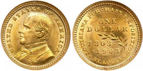 1 Доллар США (1776 - ) Золото William McKinley, Jr. (1843 - 1901)