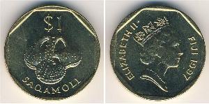 1 Доллар Фиджи Латунь Елизавета II (1926-2022)
