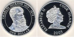 1 Доллар Cook Islands (1965 - ) Серебро Charles John Huffam Dickens (1812 - 1870) / Елизавета II (1926-2022)