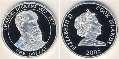 1 Доллар Cook Islands (1965 - ) Серебро Charles John Huffam Dickens (1812 - 1870) / Елизавета II (1926-2022)