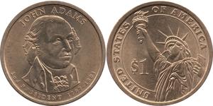 1 Доллар США (1776 - ) Цинк/Медь Джон Адамс (1735-1826)